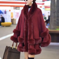 Women's Oversized Poncho Faux Fur Cape Coat