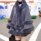 Women's Oversized Poncho Faux Fur Cape Coat