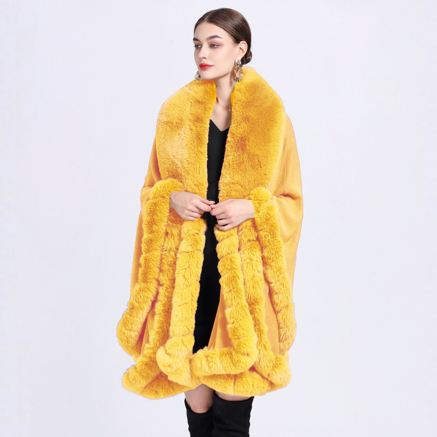 Cloak Cape Faux Fur Bride Wraps Poncho Coat