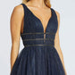 Dark Navy Princess V-Neck Sleeveless Sequin Tulle Party Dress