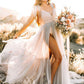 Light Grey V-Neck Sleeveless Tulle Maternity Wedding Dress