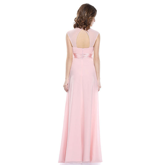 Elegant Square Neck Ruched Top Chiffon Bridesmaid Dress