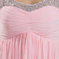 Pink Chiffon Rhinestone Pleated Backless Bridesmaid Dress