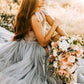 Light Grey V-Neck Sleeveless Tulle Maternity Wedding Dress