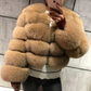 Faux Fur Open Front Bubble Coat