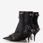 PU Bright Leather Pointed Toe Stiletto Metal Buckle Ankle Boots