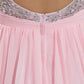 Pink Chiffon Rhinestone Pleated Backless Bridesmaid Dress