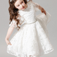 White Lace Bell Short Sleeves Short Kids Party Dress