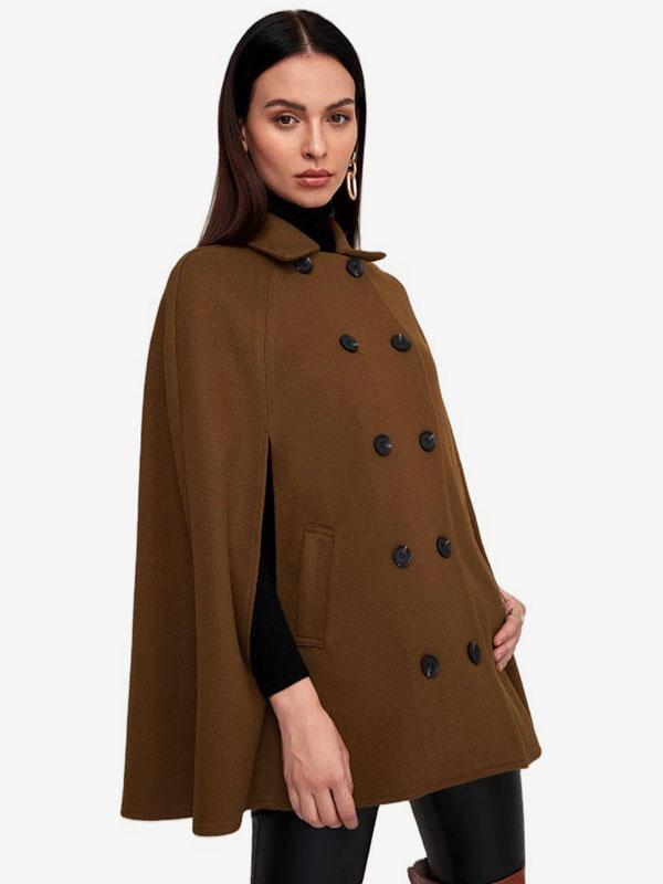 Double Breasted Woolen Poncho