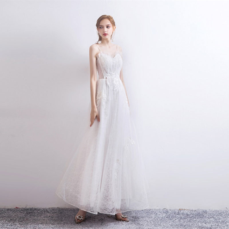 Lace Embroidered Sleeveless Wedding Dress