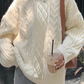 Solid Cable Knit Pullover Sweater