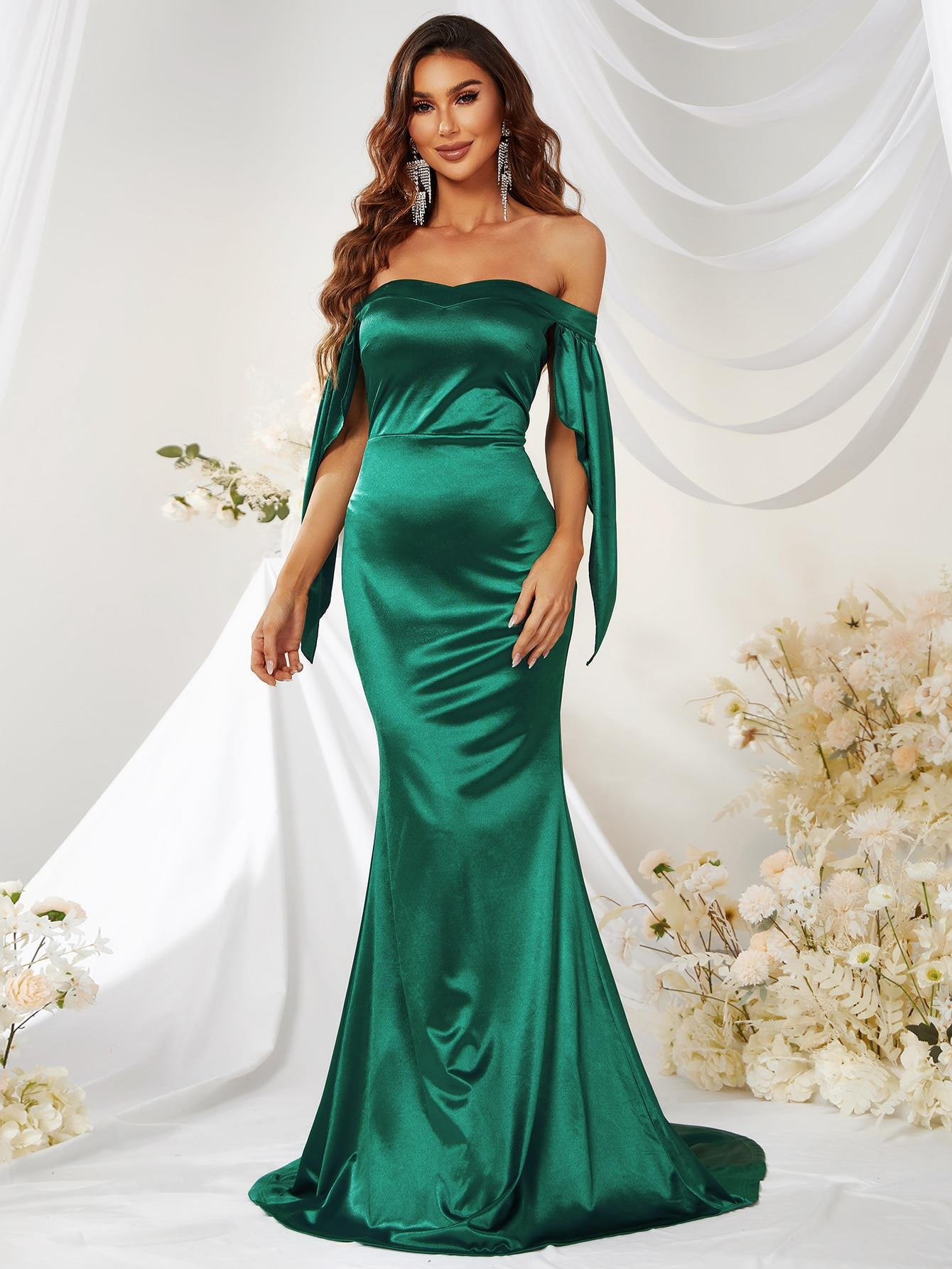 Off-Shoulder Sleeveless Long Mermaid Prom Dress