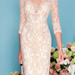 Bisque Lace Jewel Neck Long Sleeves Bridesmaid Dress