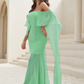 Off-Shoulder Long Chiffon Bridesmaid Dress