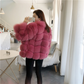 Open Front Faux Fur Bubble Coat