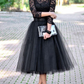 Black Mesh Pleated Evening Dress