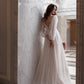 White Mesh Embroidered Lace Wedding Dress