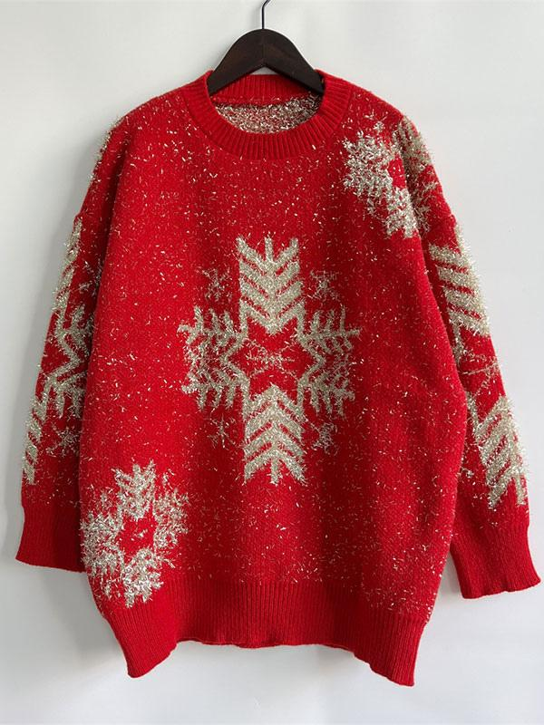 Snowflake Pattern Pullover Sweatshirt