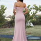 Satin Off-Shoulder Sleeveless Thigh High Split Bridesmaid Dress