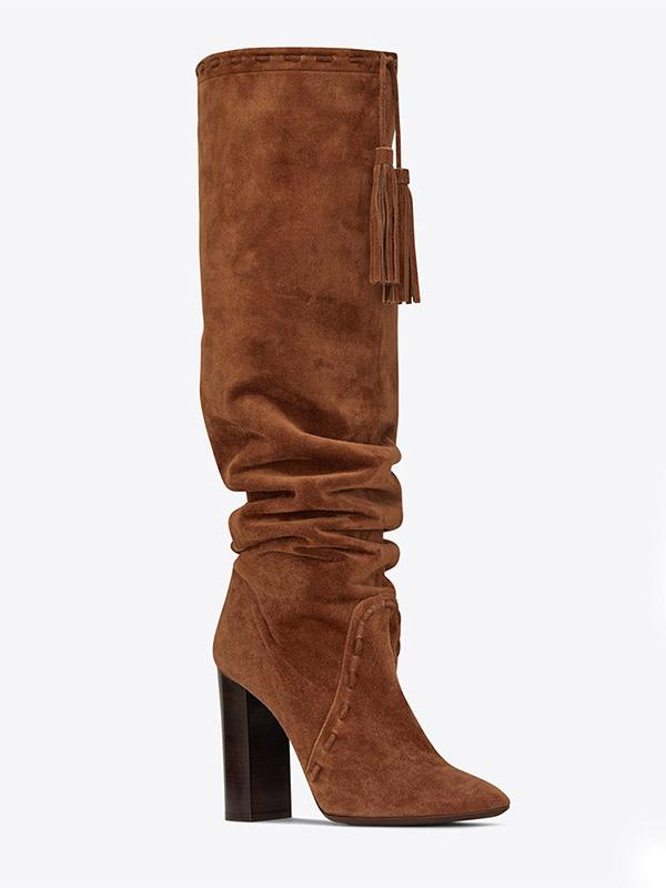 Suede Knee-High Slouch Boots