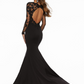 Black Lace Embroidered Deep V Neck Backless Mermaid Wedding Dress