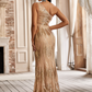 Sequin One Shoulder Sleeveless Prom Dress