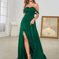 Off-Shoulder Slit Long Evening Dress