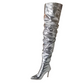 Radiant Silver Patent Leather Thigh-High Boots