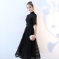 High Neck Short Sleeves Short Evening Dress