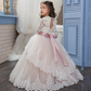 Cornsilk Lace Embroidered Long Sleeves Kids Wedding Dress