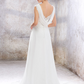 White A-Line Applique Beaded Sleeveless Long Wedding Dress