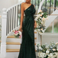 Sequin Oblique Shoulder Sleeveless Maxi Bridesmaid Dress