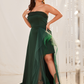 Strapless Sleeveless Long Slit Evening Dress