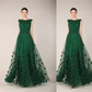 Green Sleeveless Long Evening Dress