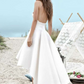 White Spaghetti Strap Sleeveless Backless Tail Wedding Dress