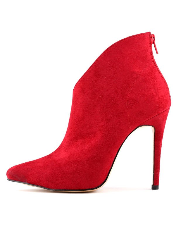 Suede Pointed Toe High Heel Ankle Boots