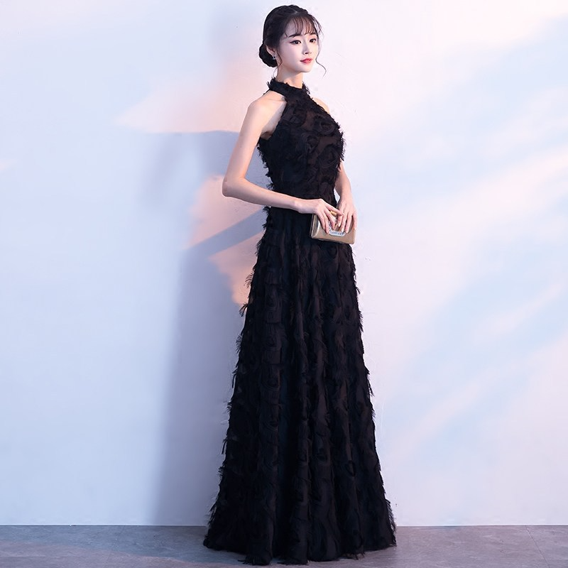 Black Sleeveless Long Evening Dress