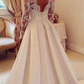 Ivory Lace Long Sleeves Backless Long Wedding Dress