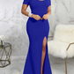 Off-Shoulder Sleeveless Side Split Long Evening Dress