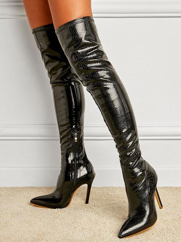 Pointy Toe Stiletto Thigh High Boots