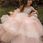 Jewel Neck Applique Sleeveless Long Kids Wedding Dress