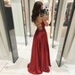 Deep V Neck Spaghetti Strap Sleeveless Long Evening Dress