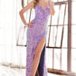 Sequined Side Split Evening Dress