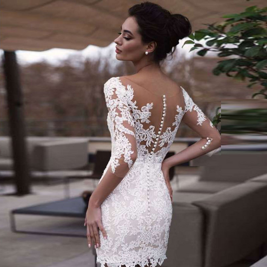 White Lace Embroidered Evening Dress