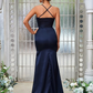 Simple Deep V-Neck Sleeveless Maxi Bridesmaid Slit Dress