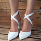 Perfect Bridal Pointed Toe Cross Strap Block Heel Courts