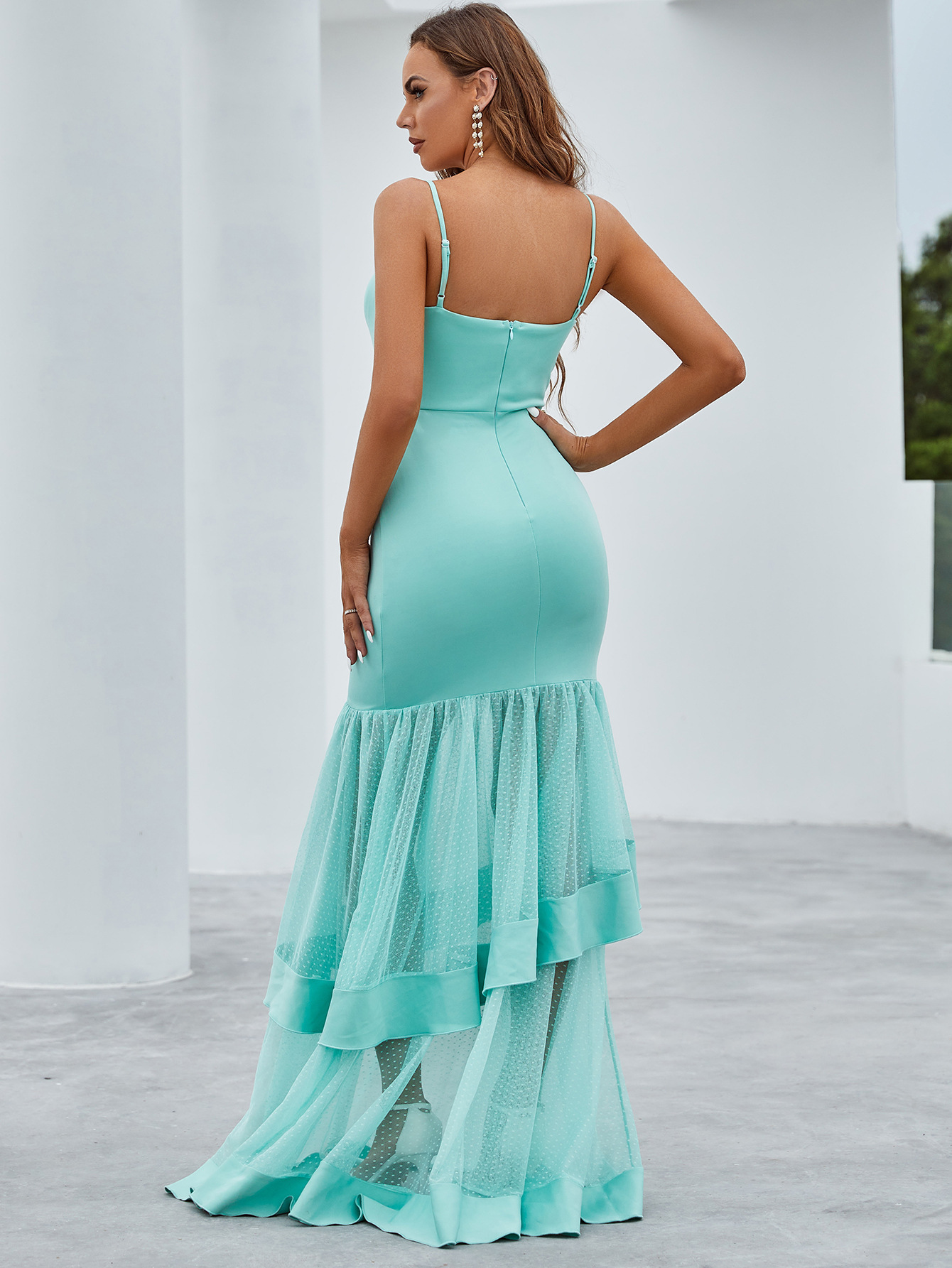 Spaghetti Strap Sleeveless Maxi Bridesmaid Dress