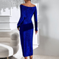 Sequin Bateau Neck Full Sleeves Long Prom Dress