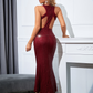 Red Sleeveless Cut Out Waist Long Prom Dress