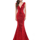 Sequin Deep V Neck Sleeveless Mermaid Evening Dress